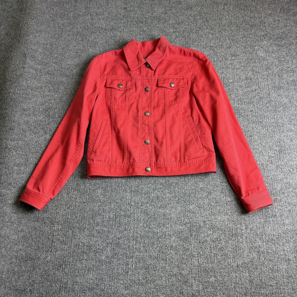 Lauren Jeans Co. Ralph Lauren Jacket Womens Small Red Denim Button Front Trucker